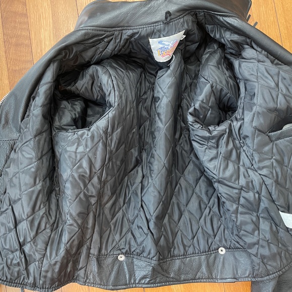 Vintage biker fringe black leather moto jacket - Picture 8 of 16